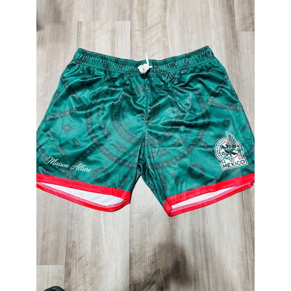 Maison Allure Other - Maison Allure Mexico Athletic Mesh Shorts Green Aztec Print Soccer Mens